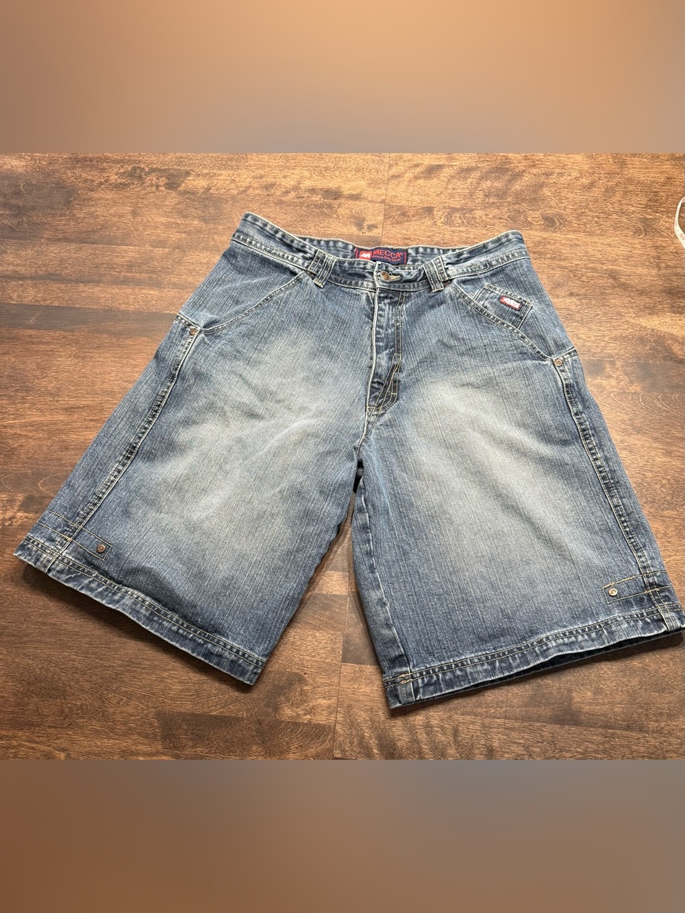 Mecca Jorts Light Blue Washed Denim Y2K Vintage Hip Hop Grunge
